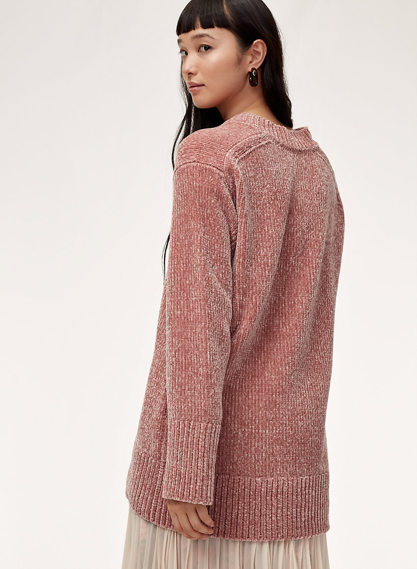 VIOLETTA SWEATER - Long, chenille V-neck sweater VIOLETTA SWEATER - Long, chenille V-neck sweater