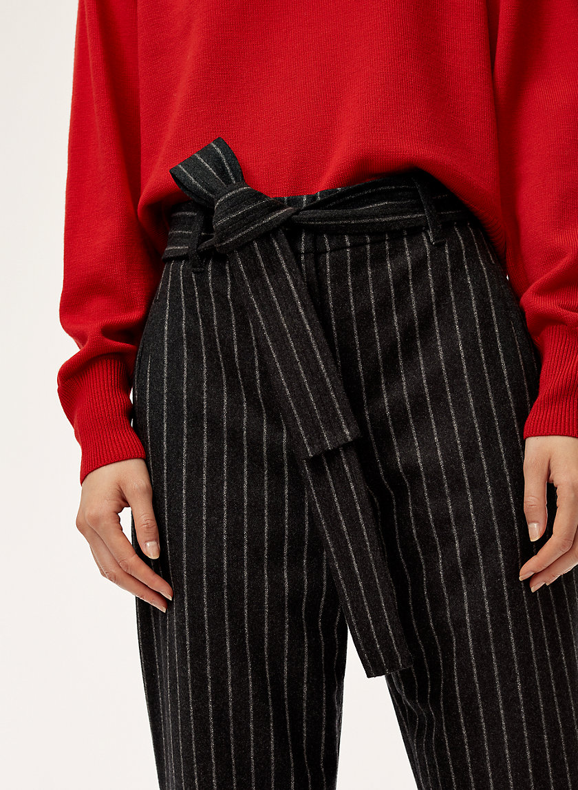 TIE-FRONT PANT - Cropped, high-waisted pinstripe pant TIE-FRONT PANT - Cropped, high-waisted pinstripe pant