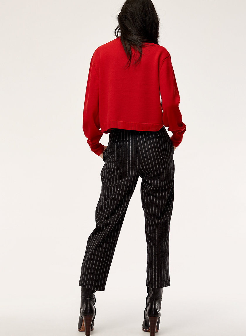 TIE-FRONT PANT - Cropped, high-waisted pinstripe pant TIE-FRONT PANT - Cropped, high-waisted pinstripe pant