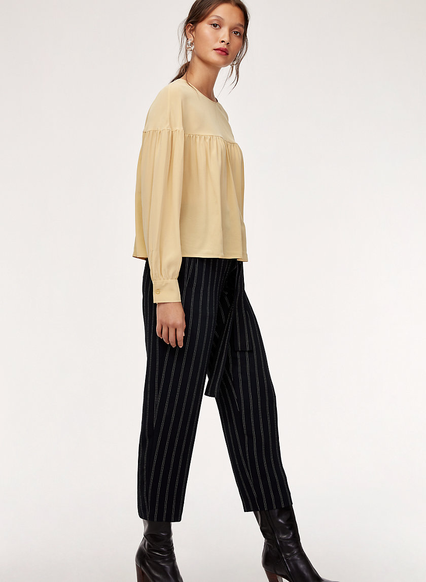 TIE-FRONT PANT - Pinstripe, high-waisted dress pant TIE-FRONT PANT - Pinstripe, high-waisted dress pant