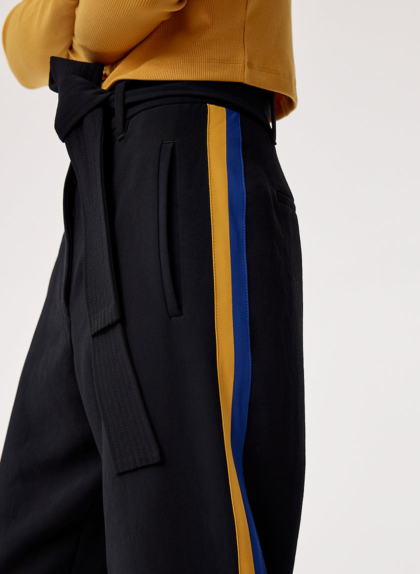 TIE-FRONT PANT - High-waisted trousers with side stripe TIE-FRONT PANT - High-waisted trousers with side stripe