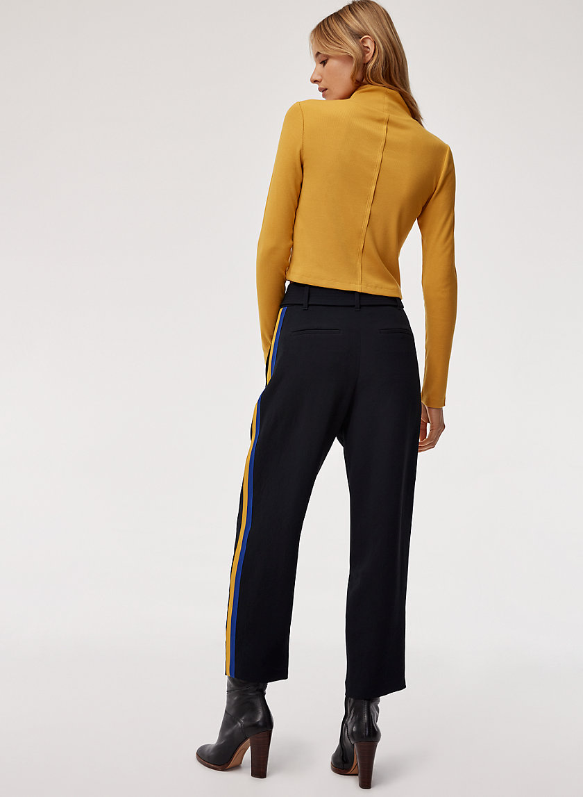 TIE-FRONT PANT - High-waisted trousers with side stripe TIE-FRONT PANT - High-waisted trousers with side stripe
