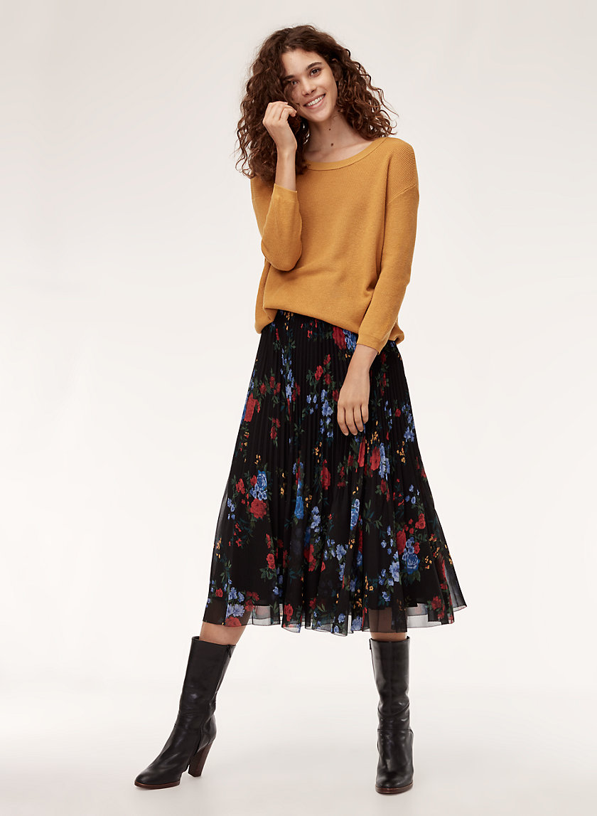 TERRE SKIRT - Pleated, chiffon, floral midi skirt TERRE SKIRT - Pleated, chiffon, floral midi skirt