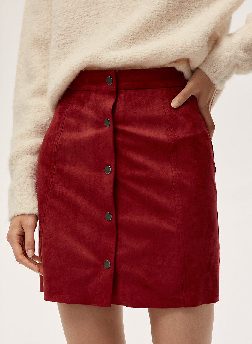 CENTINELA SKIRT - Faux suede, button front skirt CENTINELA SKIRT - Faux suede, button front skirt