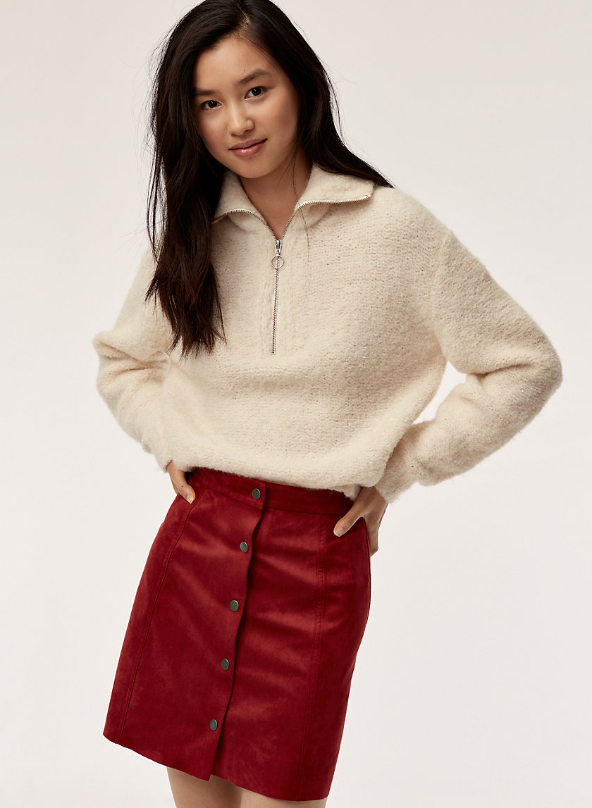 CENTINELA SKIRT - Faux suede, button front skirt CENTINELA SKIRT - Faux suede, button front skirt