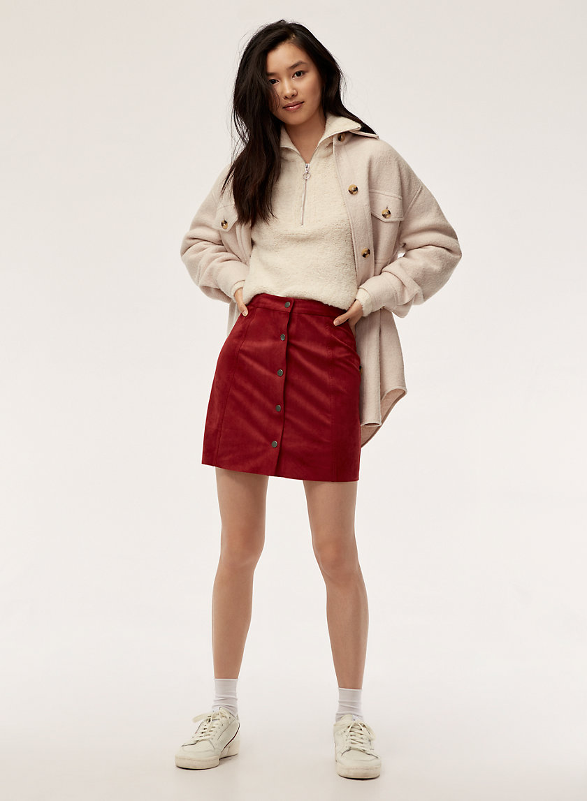 CENTINELA SKIRT - Faux suede, button front skirt CENTINELA SKIRT - Faux suede, button front skirt