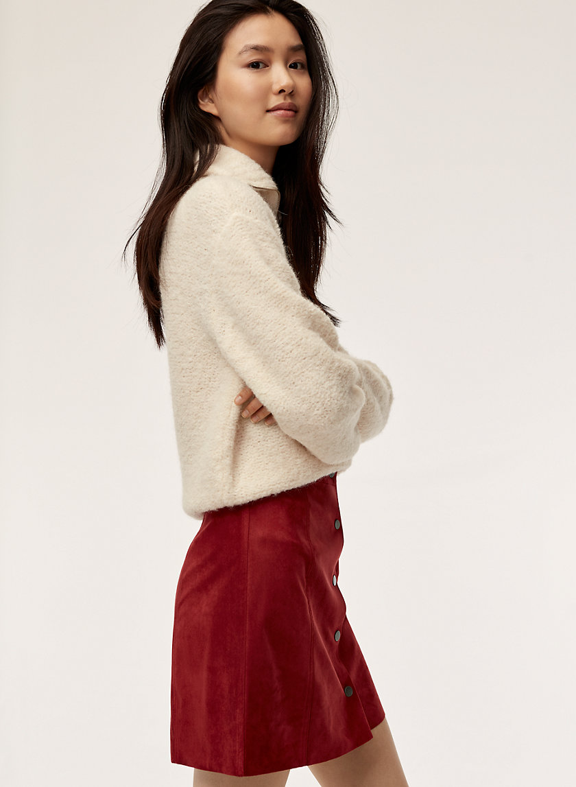 CENTINELA SKIRT - Faux suede, button front skirt CENTINELA SKIRT - Faux suede, button front skirt