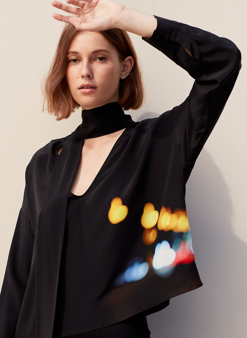 FONTANA BLOUSE - Printed, tie-neck silk blouse FONTANA BLOUSE - Printed, tie-neck silk blouse