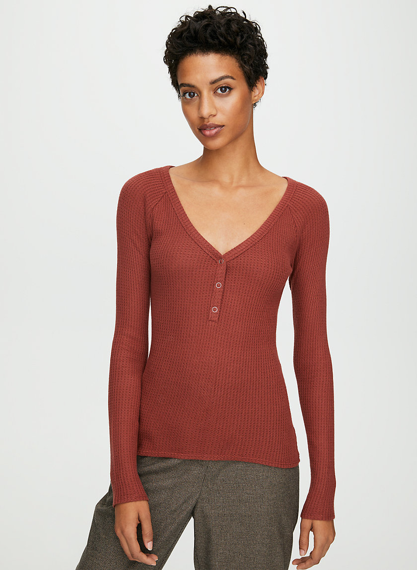 ONO LONGSLEEVE - Waffle-weave henley ONO LONGSLEEVE - Waffle-weave henley