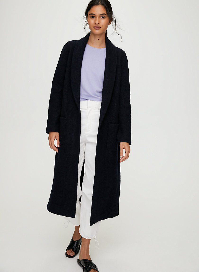 LUXE LOUNGE WOOL JACKET - Long, open-front, merino-wool jacket LUXE LOUNGE WOOL JACKET - Long, open-front, merino-wool jacket