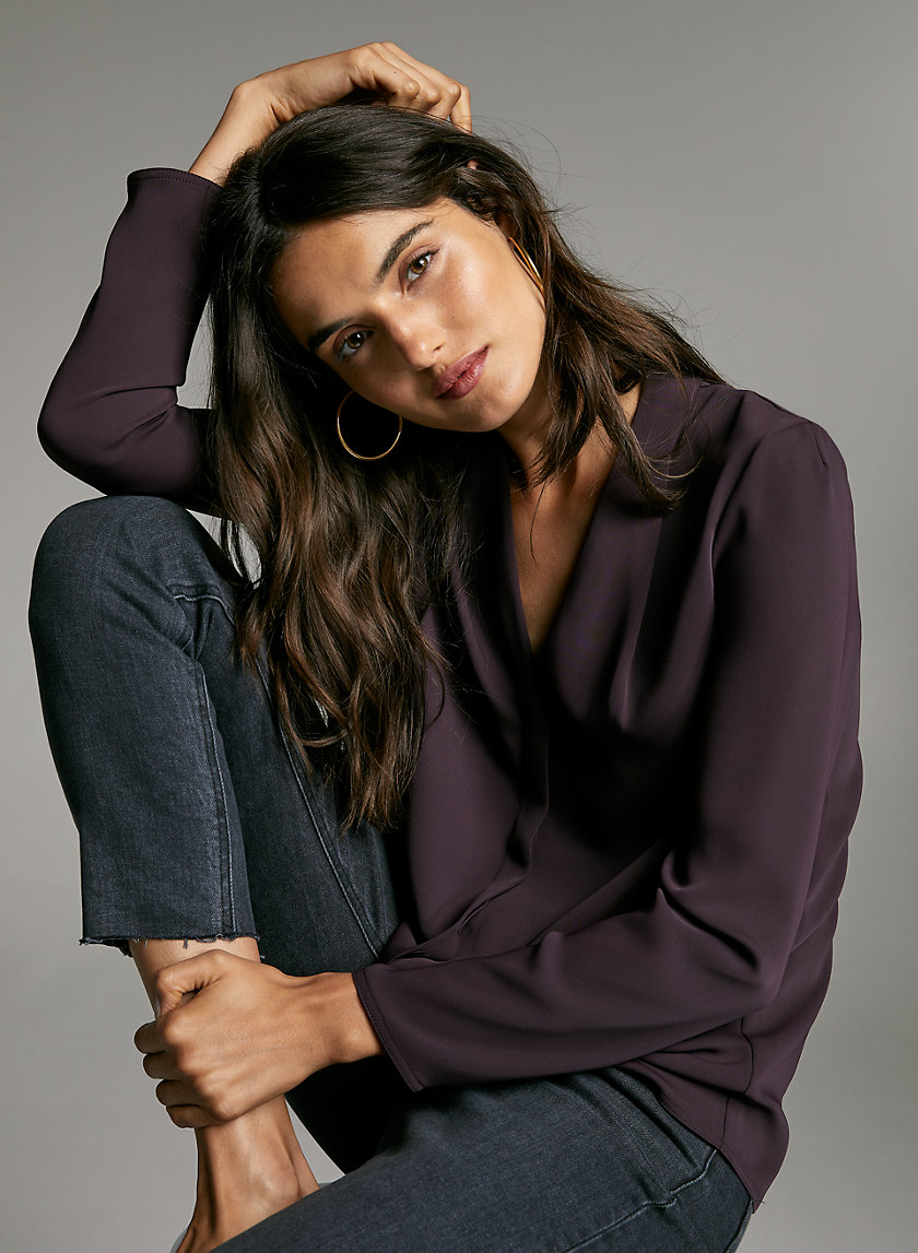 POWER BLOUSE - Long-sleeve, matte-satin blouse POWER BLOUSE - Long-sleeve, matte-satin blouse