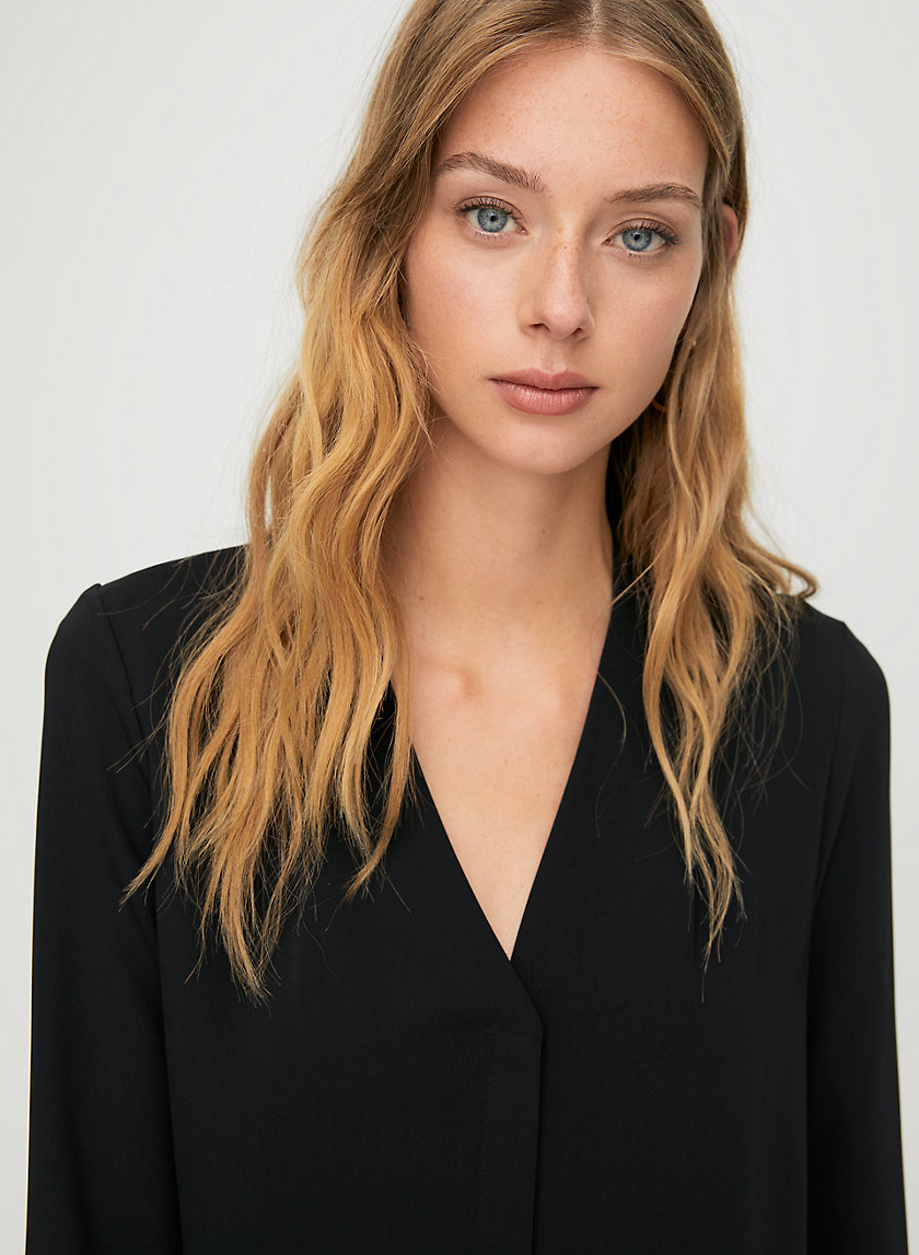 POWER BLOUSE - Long-sleeve, matte-satin blouse POWER BLOUSE - Long-sleeve, matte-satin blouse