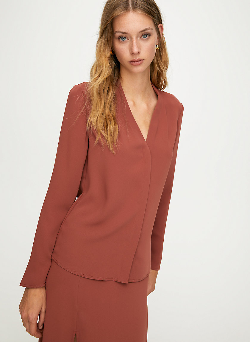 POWER BLOUSE - Long-sleeve, matte-satin blouse POWER BLOUSE - Long-sleeve, matte-satin blouse