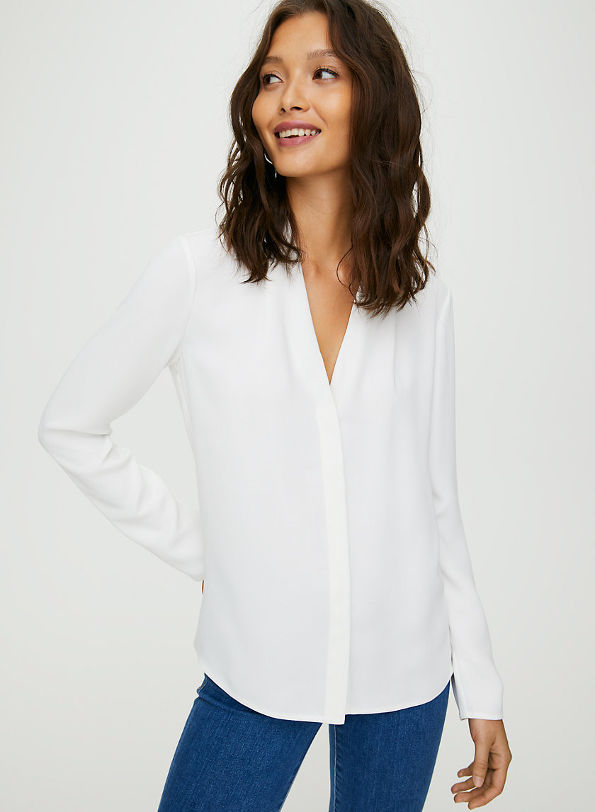 POWER BLOUSE - Long-sleeve, matte-satin blouse POWER BLOUSE - Long-sleeve, matte-satin blouse