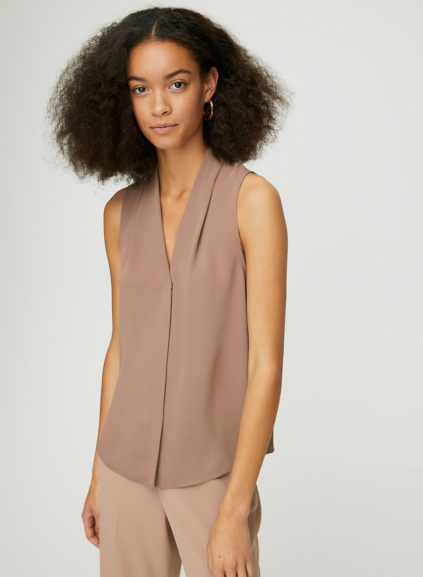 SLEEVELESS POWER BLOUSE - Sleeveless, matte-satin blouse SLEEVELESS POWER BLOUSE - Sleeveless, matte-satin blouse