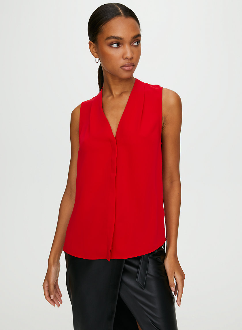 SLEEVELESS POWER BLOUSE - Sleeveless, matte-satin blouse SLEEVELESS POWER BLOUSE - Sleeveless, matte-satin blouse