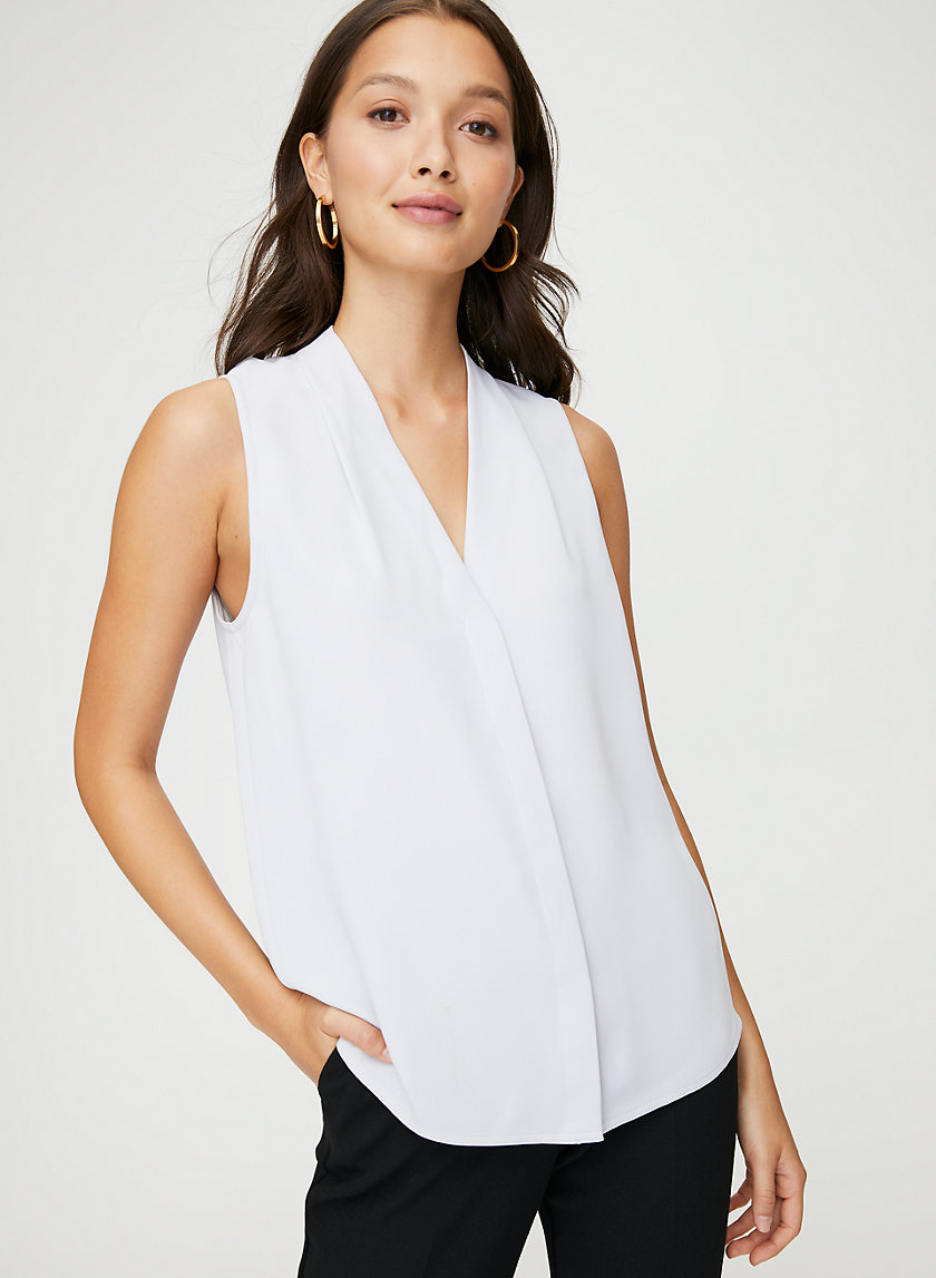 SLEEVELESS POWER BLOUSE - Sleeveless, matte-satin blouse SLEEVELESS POWER BLOUSE - Sleeveless, matte-satin blouse