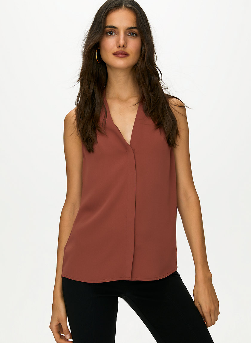 SLEEVELESS POWER BLOUSE - Sleeveless, matte-satin blouse SLEEVELESS POWER BLOUSE - Sleeveless, matte-satin blouse