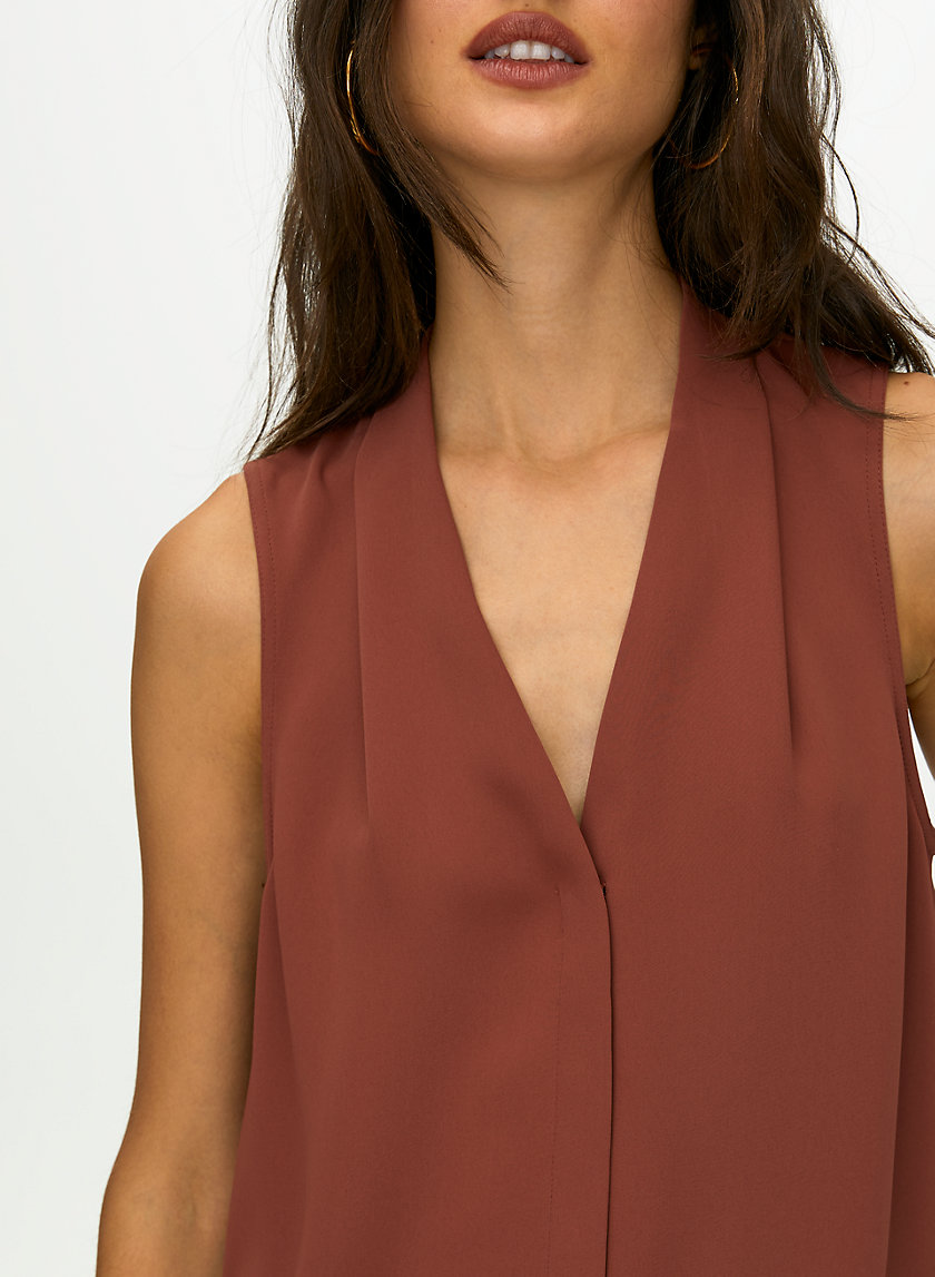 SLEEVELESS POWER BLOUSE - Sleeveless, matte-satin blouse SLEEVELESS POWER BLOUSE - Sleeveless, matte-satin blouse