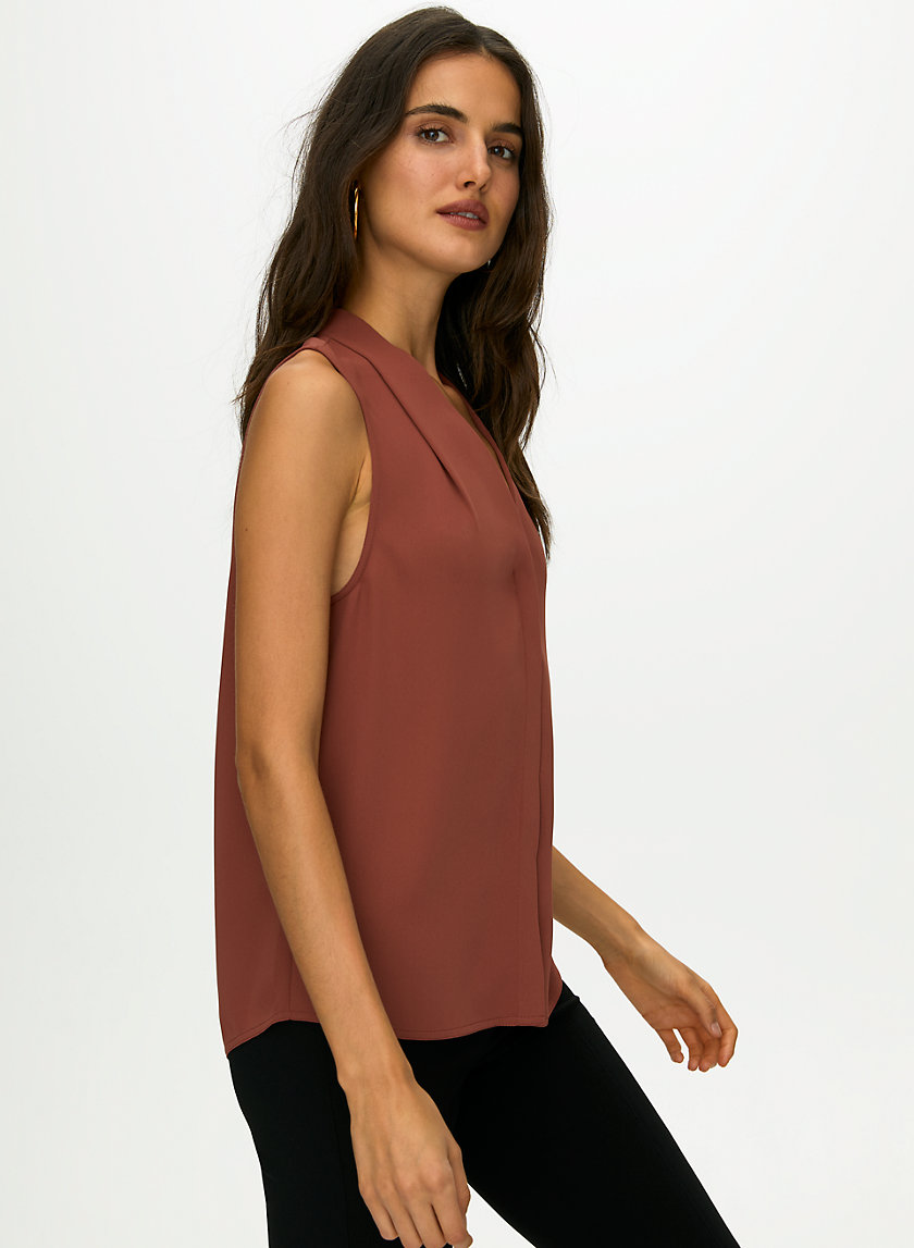 SLEEVELESS POWER BLOUSE - Sleeveless, matte-satin blouse SLEEVELESS POWER BLOUSE - Sleeveless, matte-satin blouse