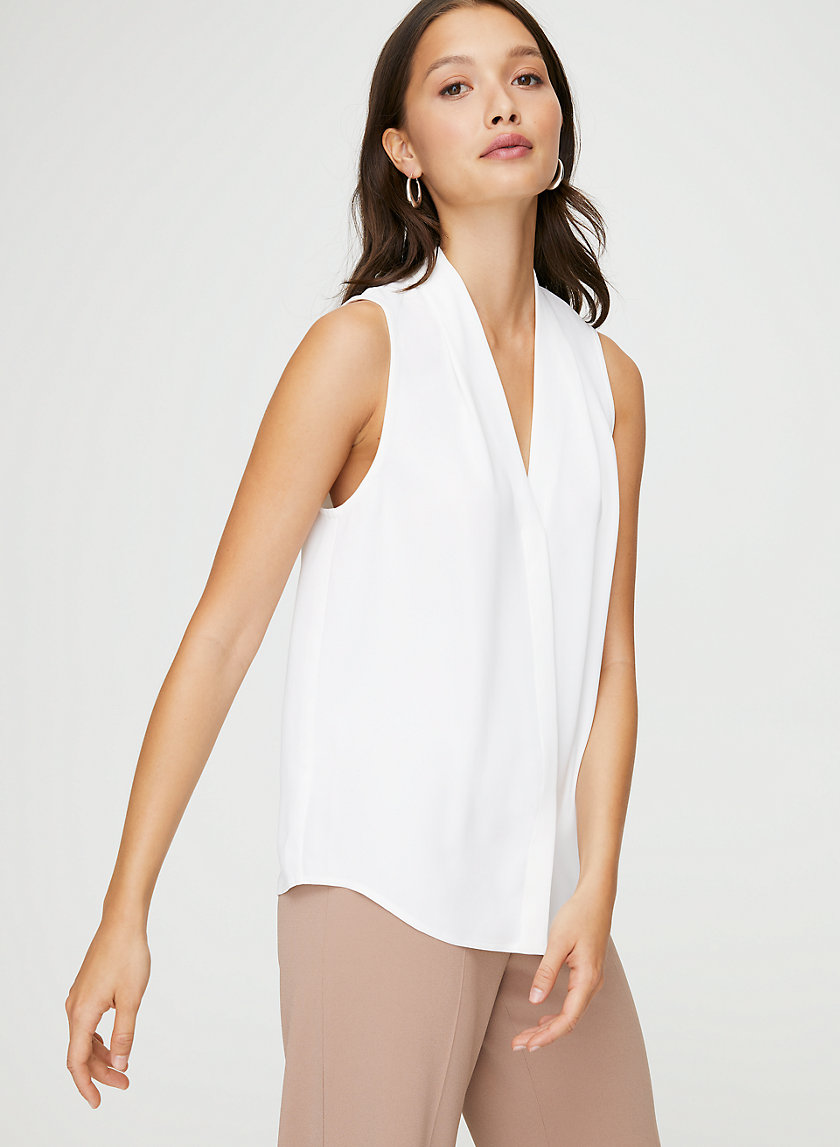 SLEEVELESS POWER BLOUSE - Sleeveless, matte-satin blouse SLEEVELESS POWER BLOUSE - Sleeveless, matte-satin blouse