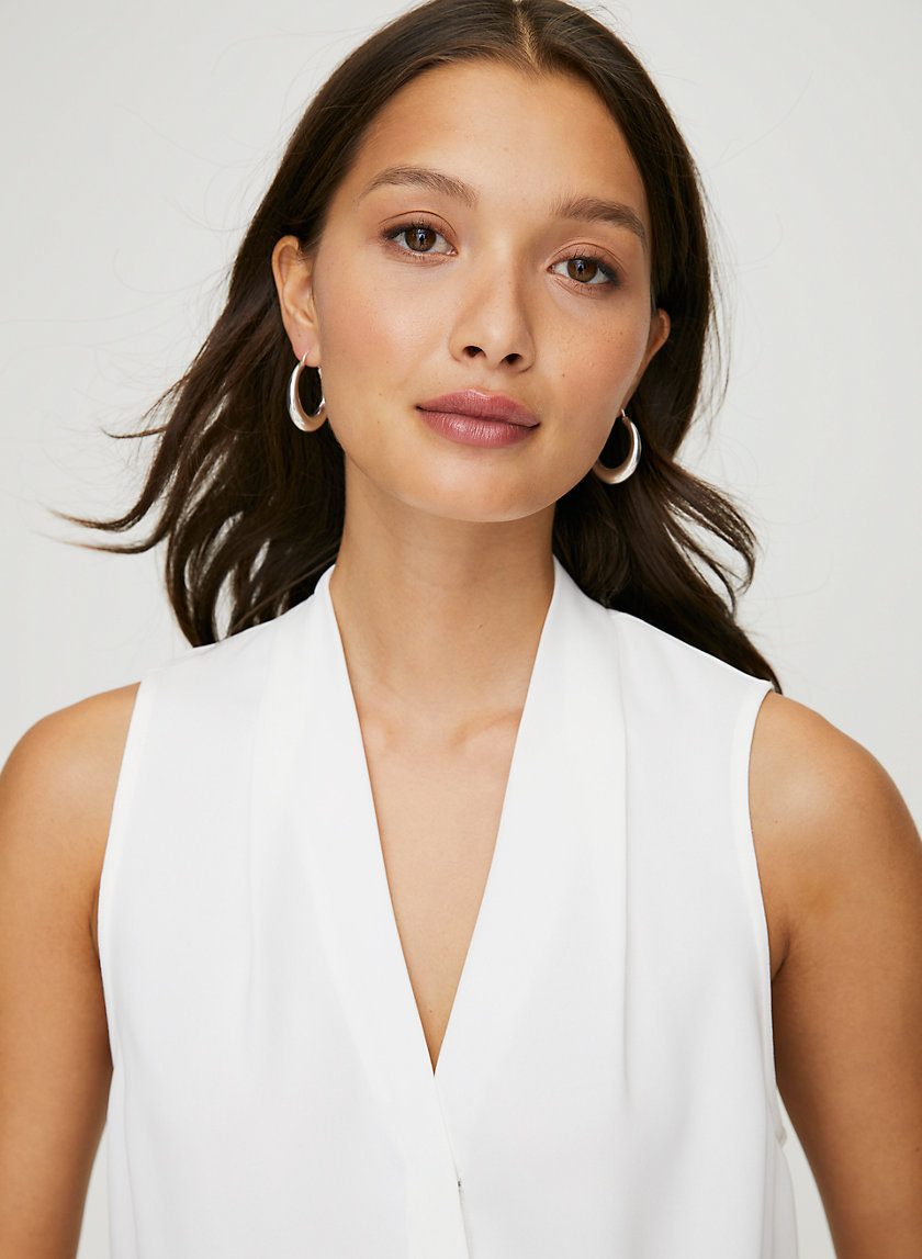SLEEVELESS POWER BLOUSE - Sleeveless, matte-satin blouse SLEEVELESS POWER BLOUSE - Sleeveless, matte-satin blouse