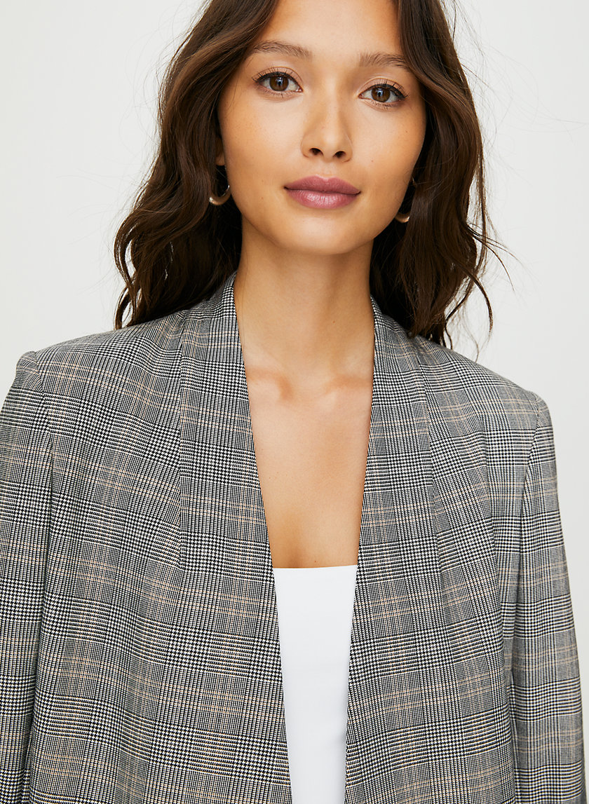 POWER CHECK BLAZER - 3/4-sleeve plaid blazer POWER CHECK BLAZER - 3/4-sleeve plaid blazer