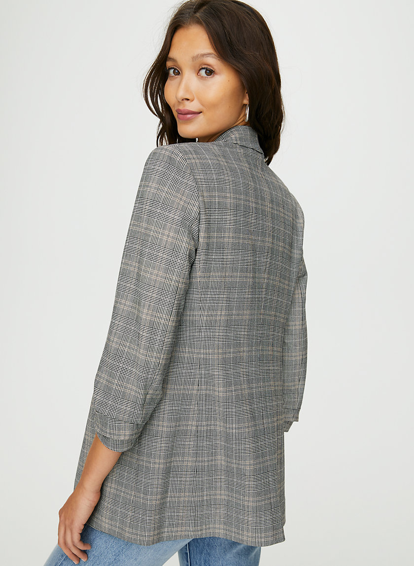 POWER CHECK BLAZER - 3/4-sleeve plaid blazer POWER CHECK BLAZER - 3/4-sleeve plaid blazer