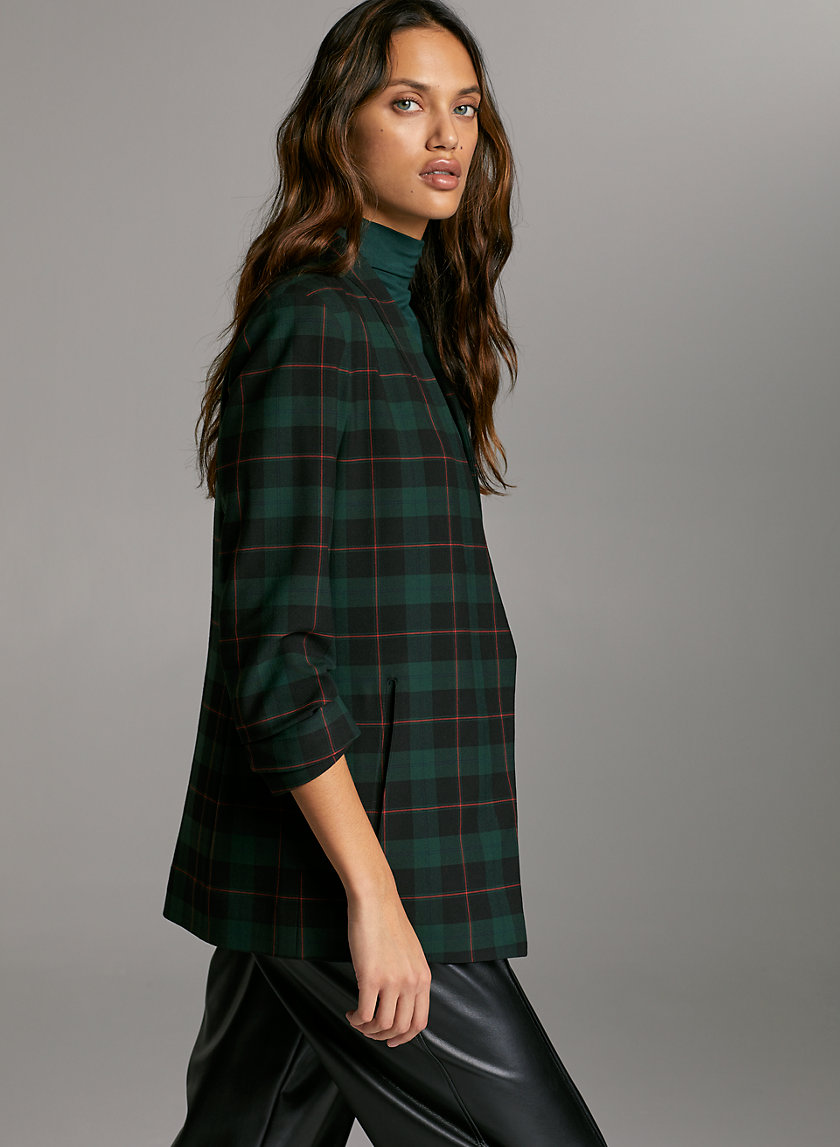 POWER CHECK BLAZER - 3/4-sleeve plaid blazer POWER CHECK BLAZER - 3/4-sleeve plaid blazer