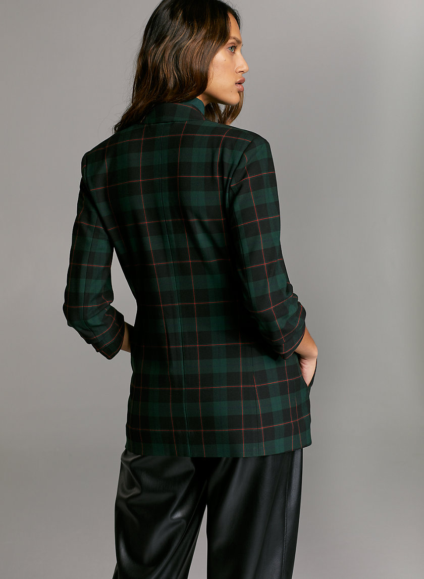 POWER CHECK BLAZER - 3/4-sleeve plaid blazer POWER CHECK BLAZER - 3/4-sleeve plaid blazer