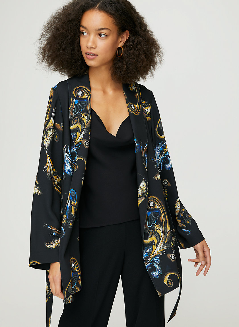 KAHLO MID ROBE - Feather-print robe jacket KAHLO MID ROBE - Feather-print robe jacket