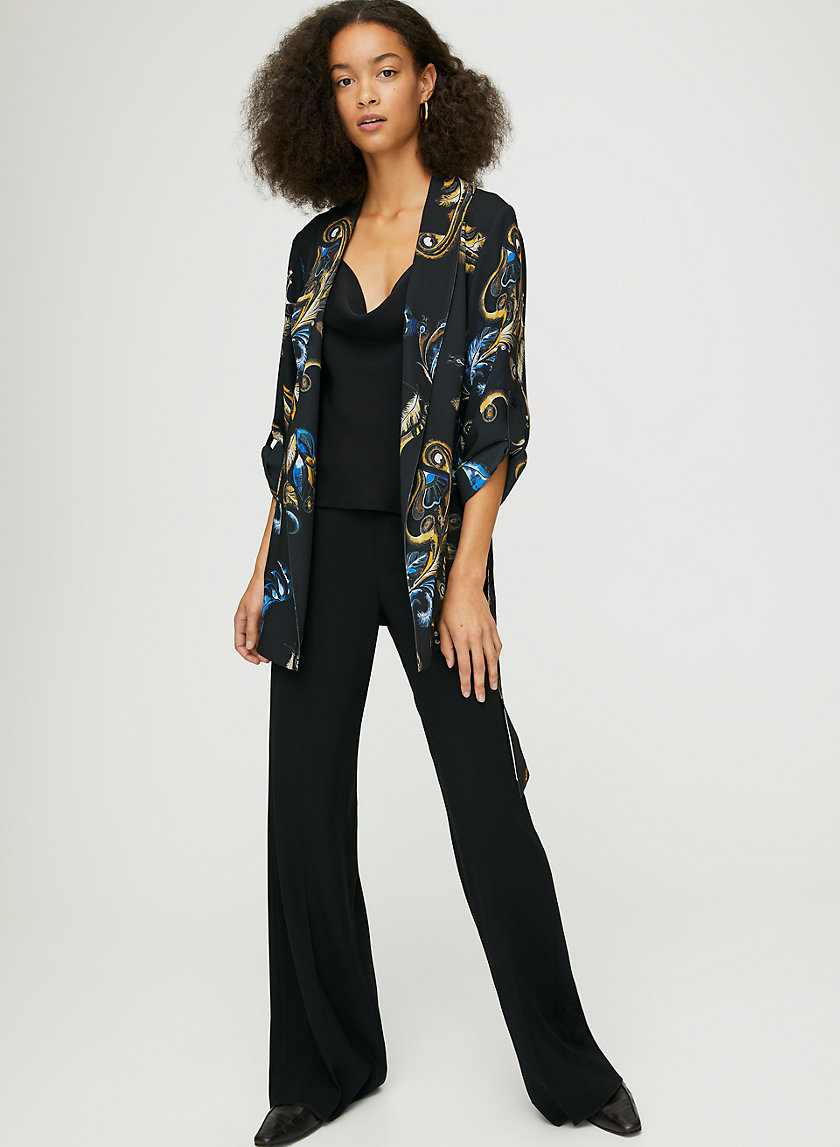 KAHLO MID ROBE - Feather-print robe jacket KAHLO MID ROBE - Feather-print robe jacket