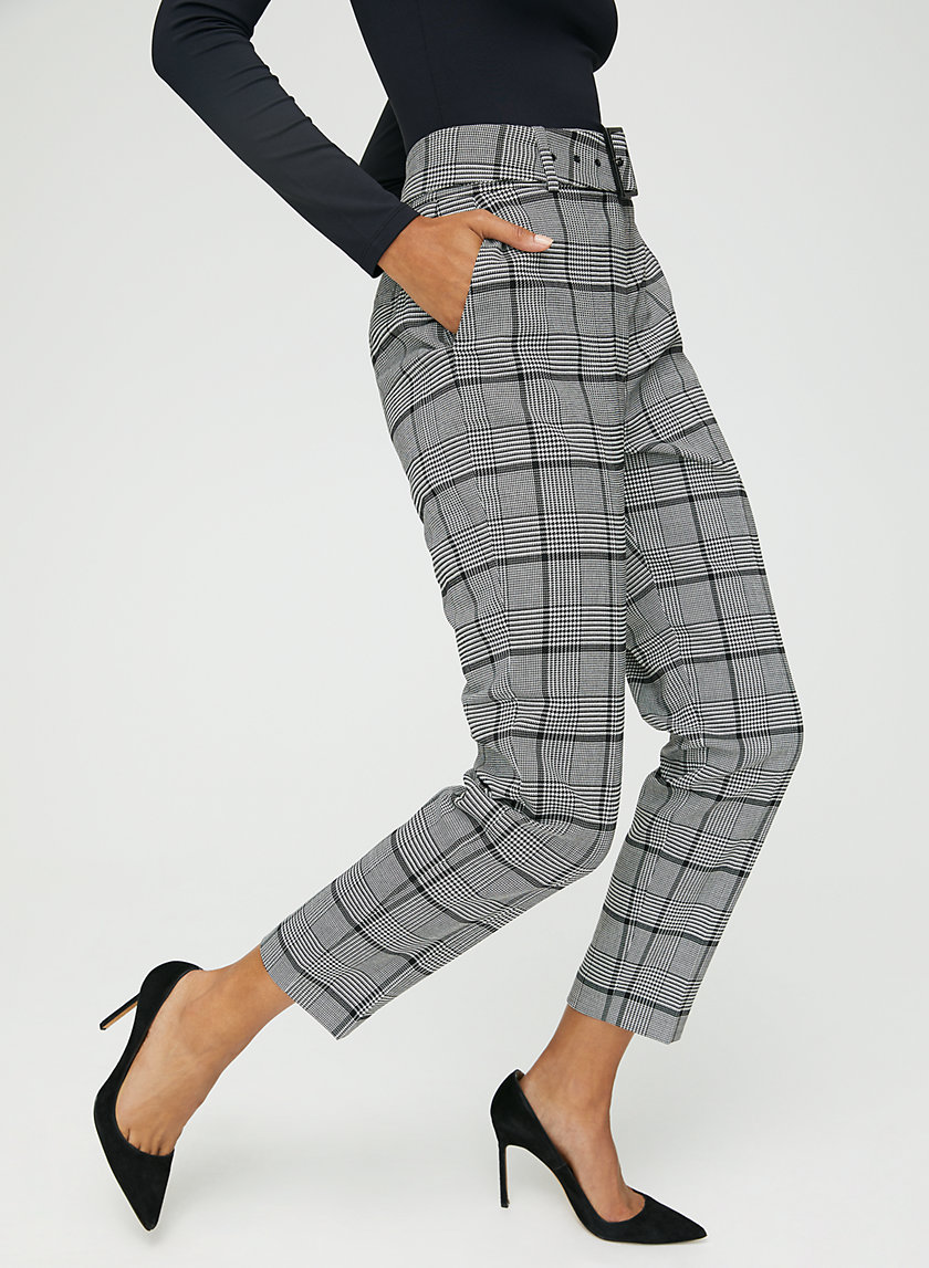 WALKER CHECK PANT - Belted high-rise cigarette pant WALKER CHECK PANT - Belted high-rise cigarette pant