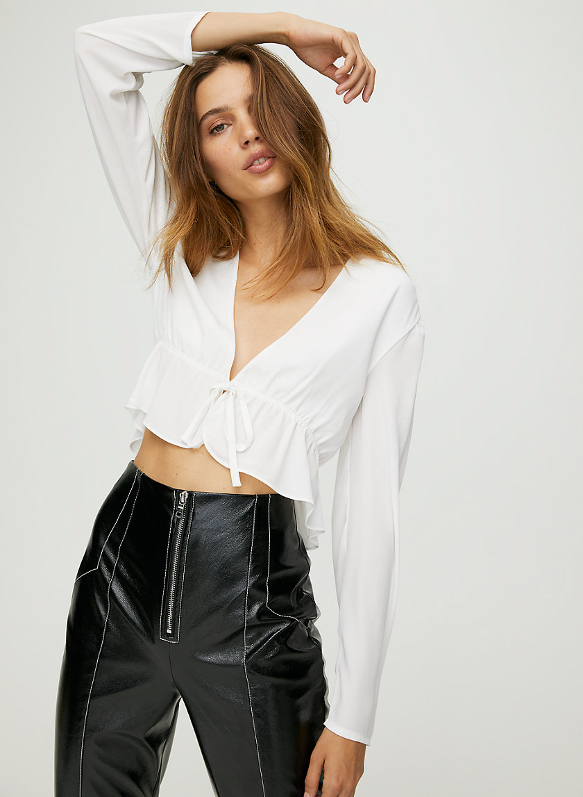 CROPPED TIE-FRONT BLOUSE - Cropped tie-front blouse CROPPED TIE-FRONT BLOUSE - Cropped tie-front blouse