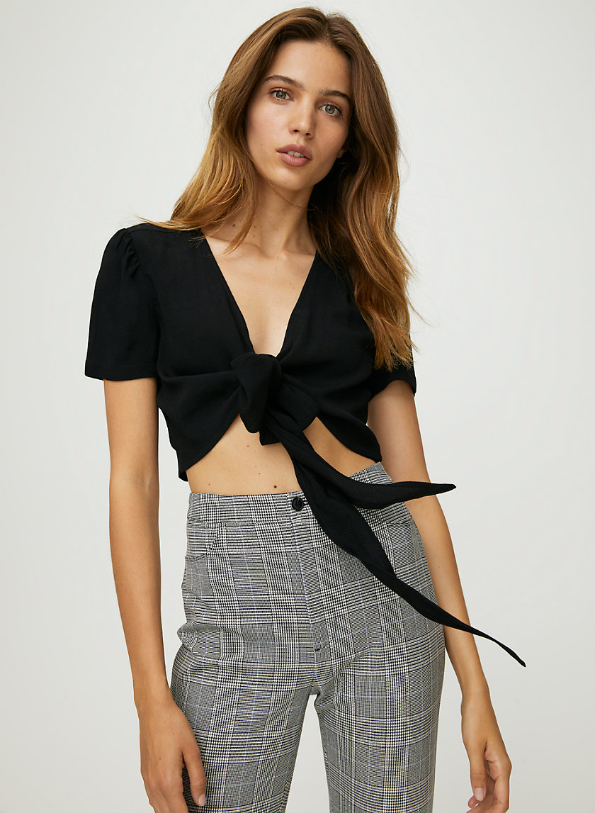 OLSON TOP - Cropped, short-sleeve wrap top OLSON TOP - Cropped, short-sleeve wrap top