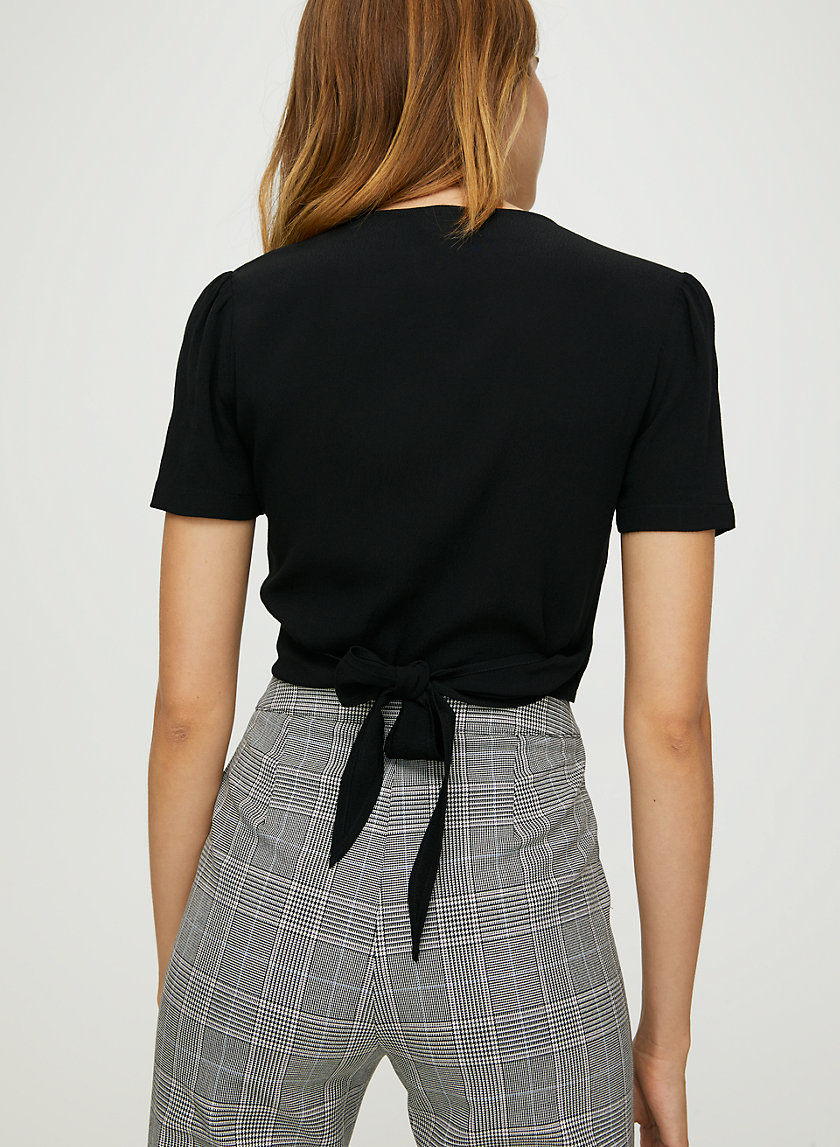 OLSON TOP - Cropped, short-sleeve wrap top OLSON TOP - Cropped, short-sleeve wrap top