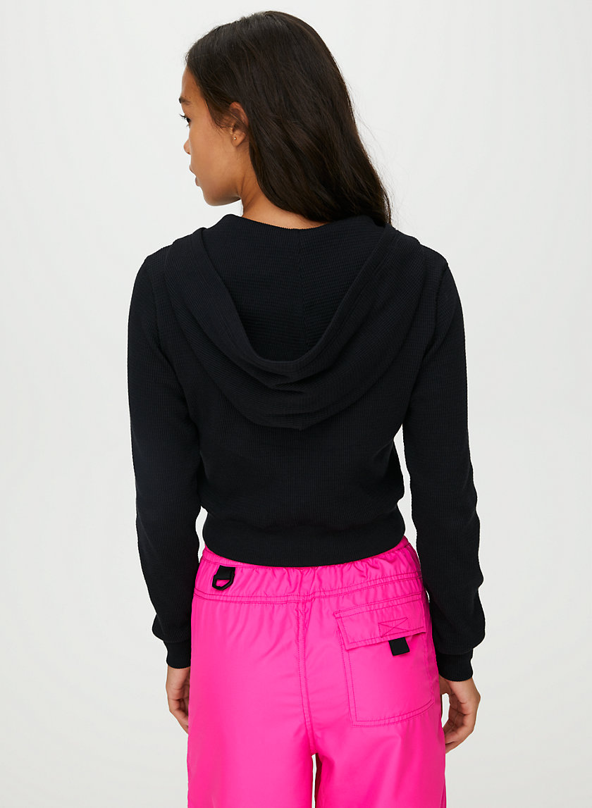 THERMAL ZIP HOODIE - Cropped waffle-knit hoodie THERMAL ZIP HOODIE - Cropped waffle-knit hoodie