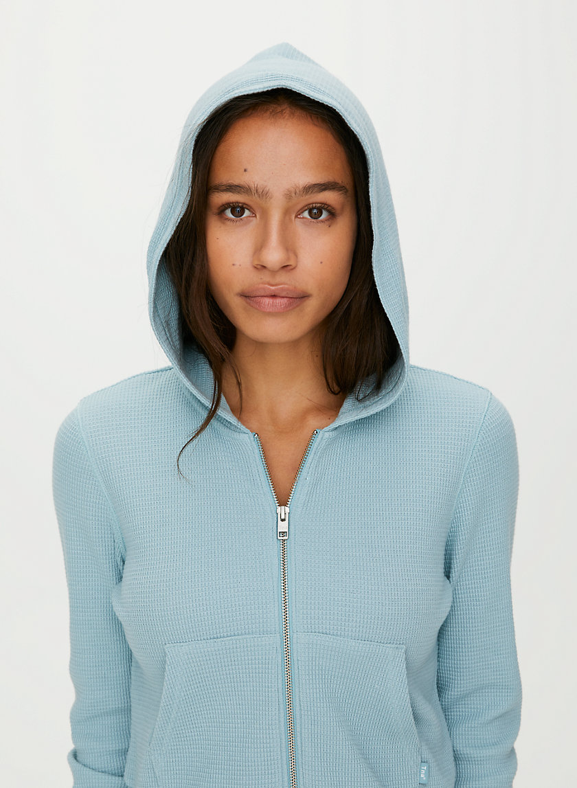 THERMAL ZIP HOODIE - Cropped waffle-knit hoodie THERMAL ZIP HOODIE - Cropped waffle-knit hoodie