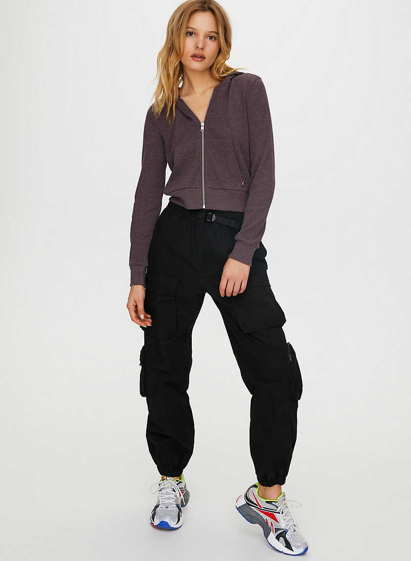 THERMAL ZIP HOODIE - Cropped waffle-knit hoodie THERMAL ZIP HOODIE - Cropped waffle-knit hoodie