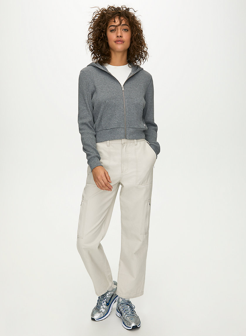THERMAL ZIP HOODIE - Cropped waffle-knit hoodie THERMAL ZIP HOODIE - Cropped waffle-knit hoodie