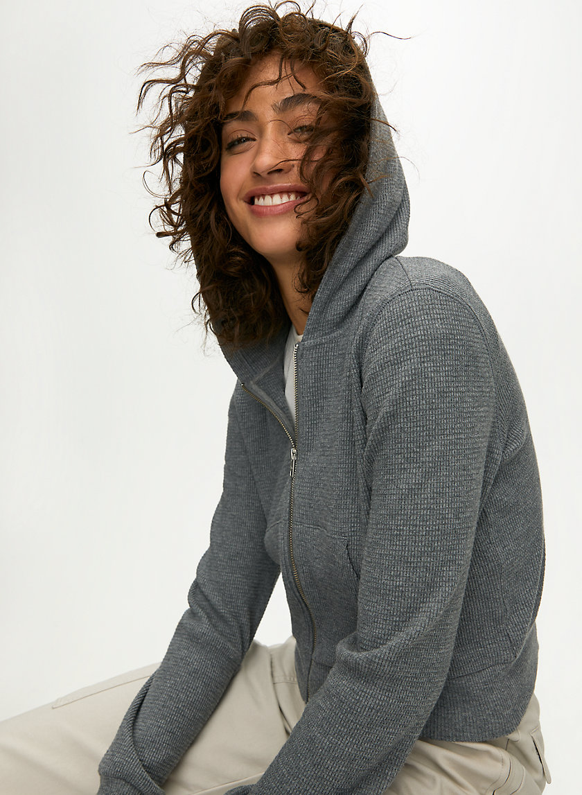 THERMAL ZIP HOODIE - Cropped waffle-knit hoodie THERMAL ZIP HOODIE - Cropped waffle-knit hoodie