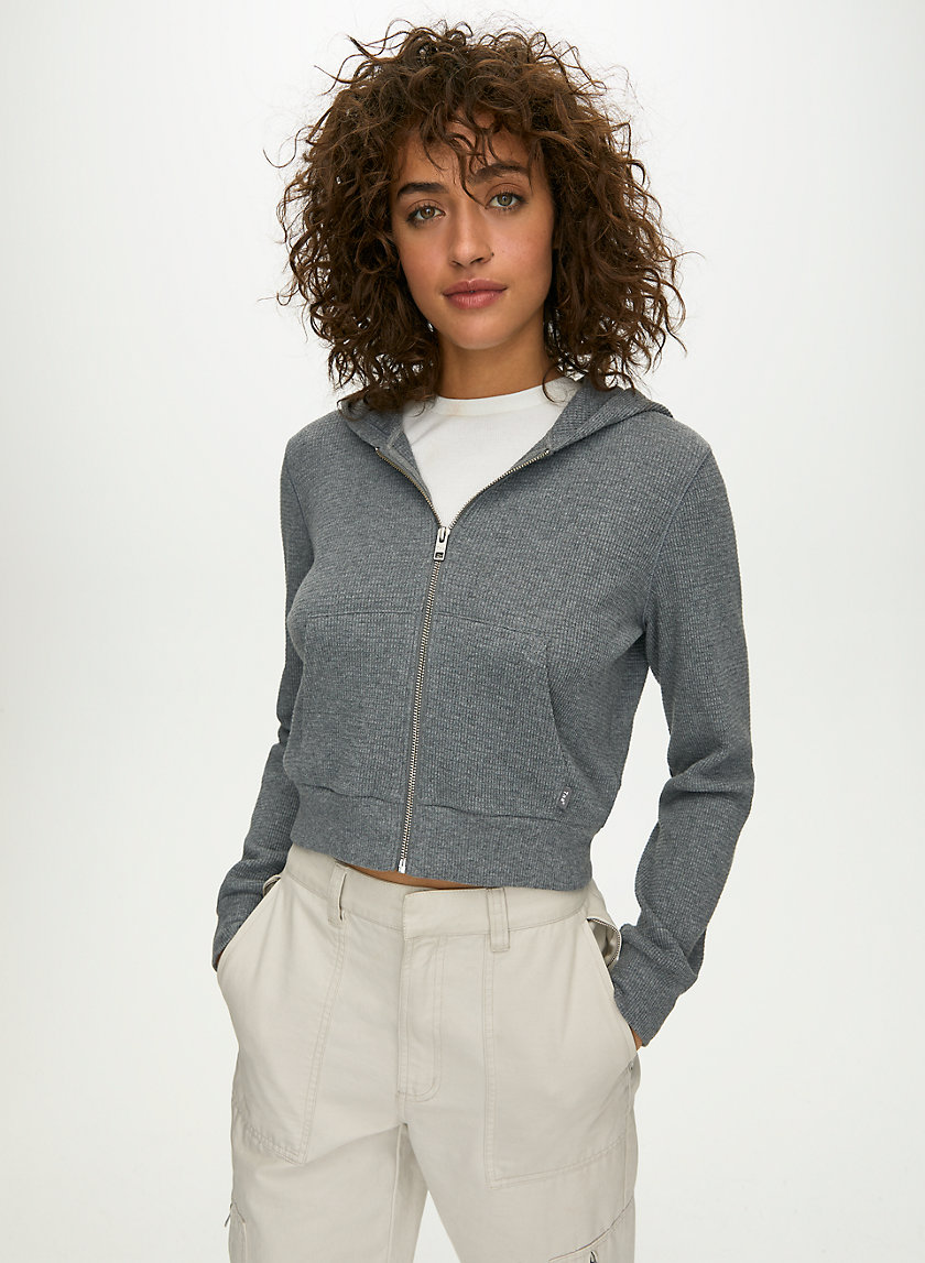 THERMAL ZIP HOODIE - Cropped waffle-knit hoodie THERMAL ZIP HOODIE - Cropped waffle-knit hoodie
