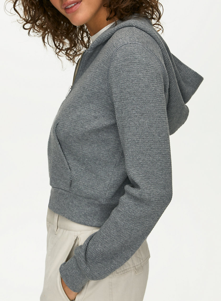 THERMAL ZIP HOODIE - Cropped waffle-knit hoodie THERMAL ZIP HOODIE - Cropped waffle-knit hoodie