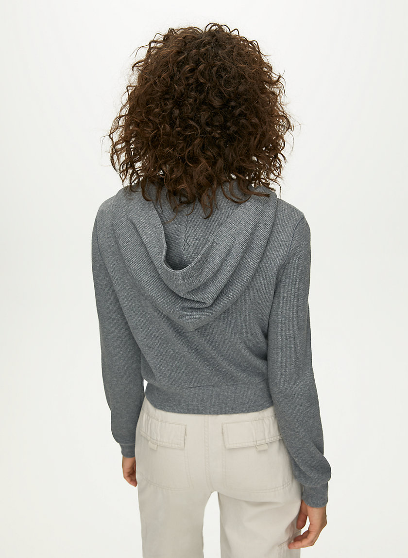 THERMAL ZIP HOODIE - Cropped waffle-knit hoodie THERMAL ZIP HOODIE - Cropped waffle-knit hoodie