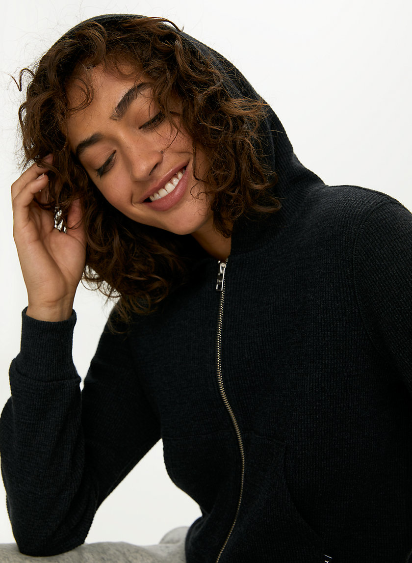 THERMAL ZIP HOODIE - Cropped waffle-knit hoodie THERMAL ZIP HOODIE - Cropped waffle-knit hoodie