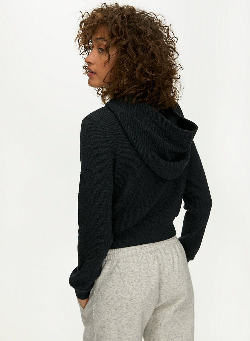 THERMAL ZIP HOODIE - Cropped waffle-knit hoodie THERMAL ZIP HOODIE - Cropped waffle-knit hoodie