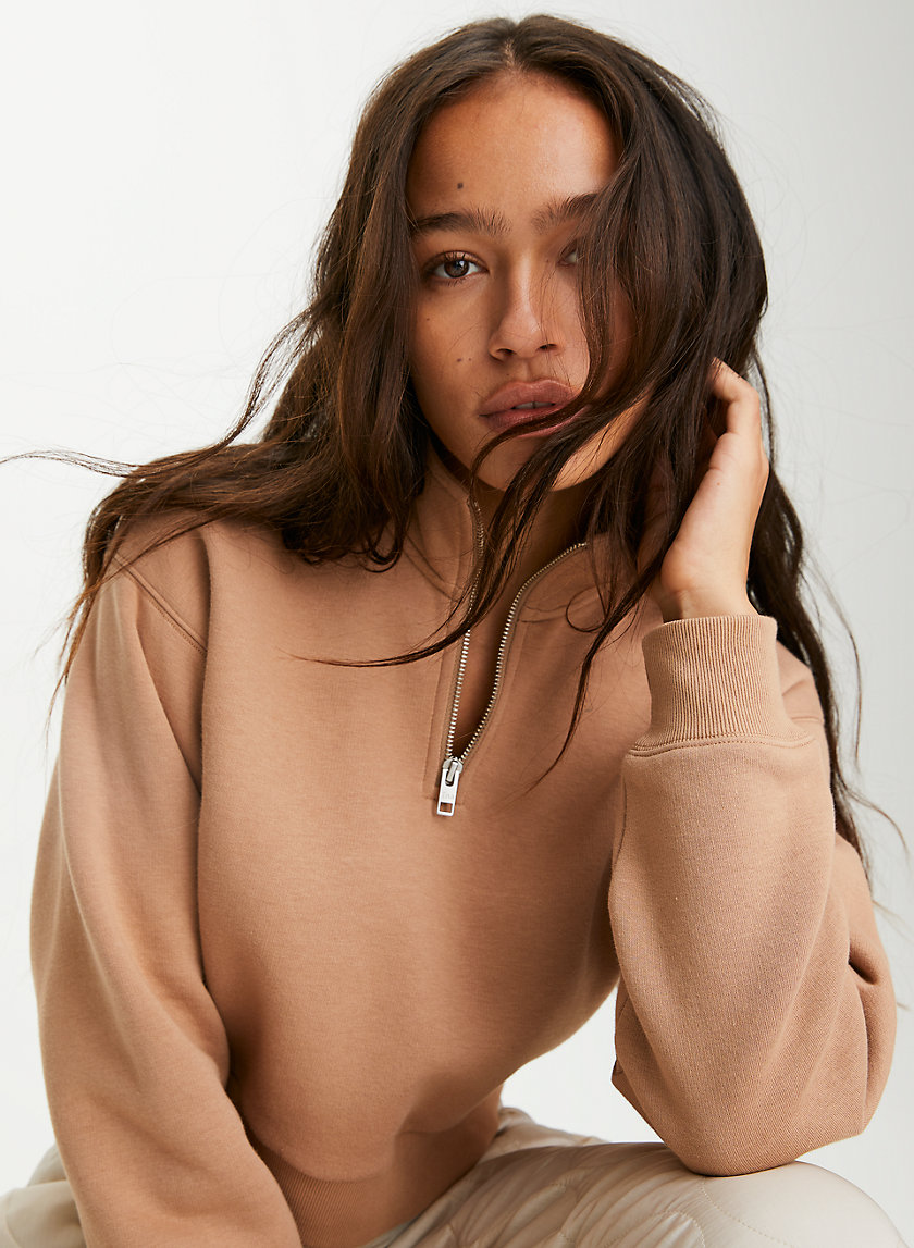 WARM-UP CROP SWEATER - Cropped, quarter-zip sweatshirt WARM-UP CROP SWEATER - Cropped, quarter-zip sweatshirt
