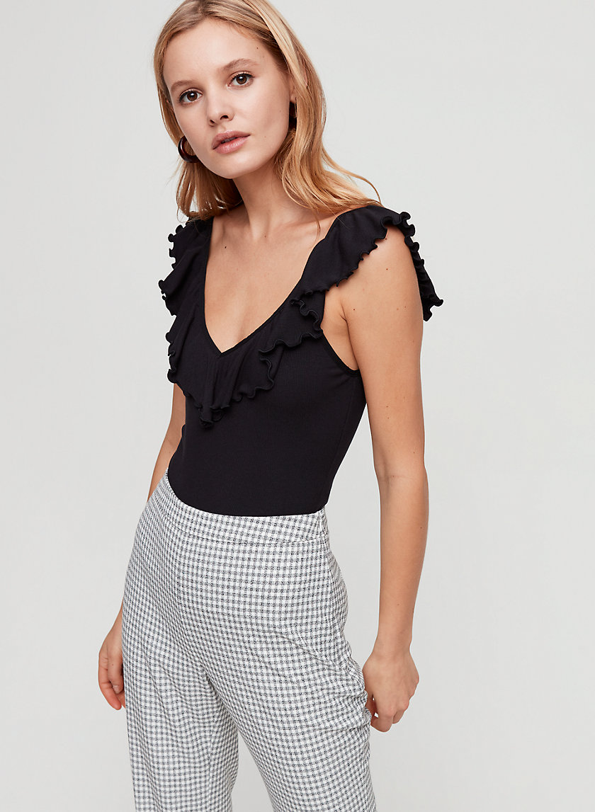 DANETTE BODYSUIT - Ruffled V-neck bodysuit DANETTE BODYSUIT - Ruffled V-neck bodysuit