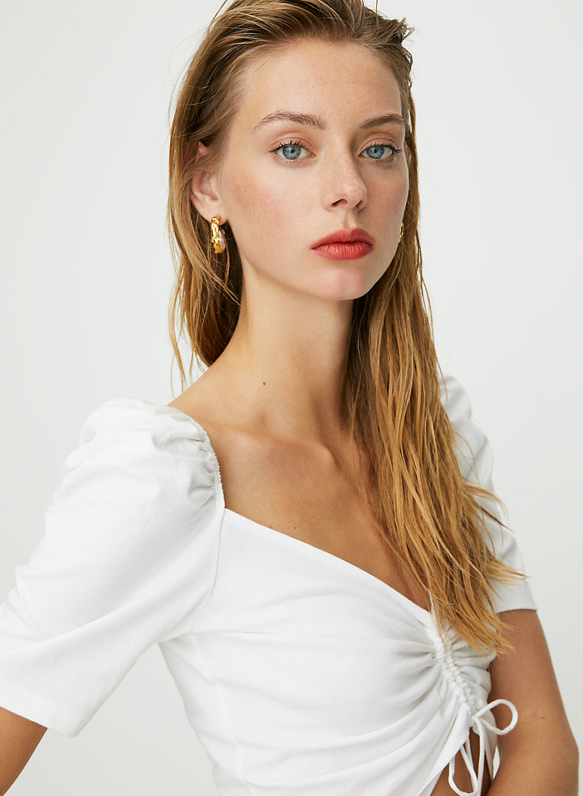 NISSA SHIRT - Ruched tie-front tee NISSA SHIRT - Ruched tie-front tee