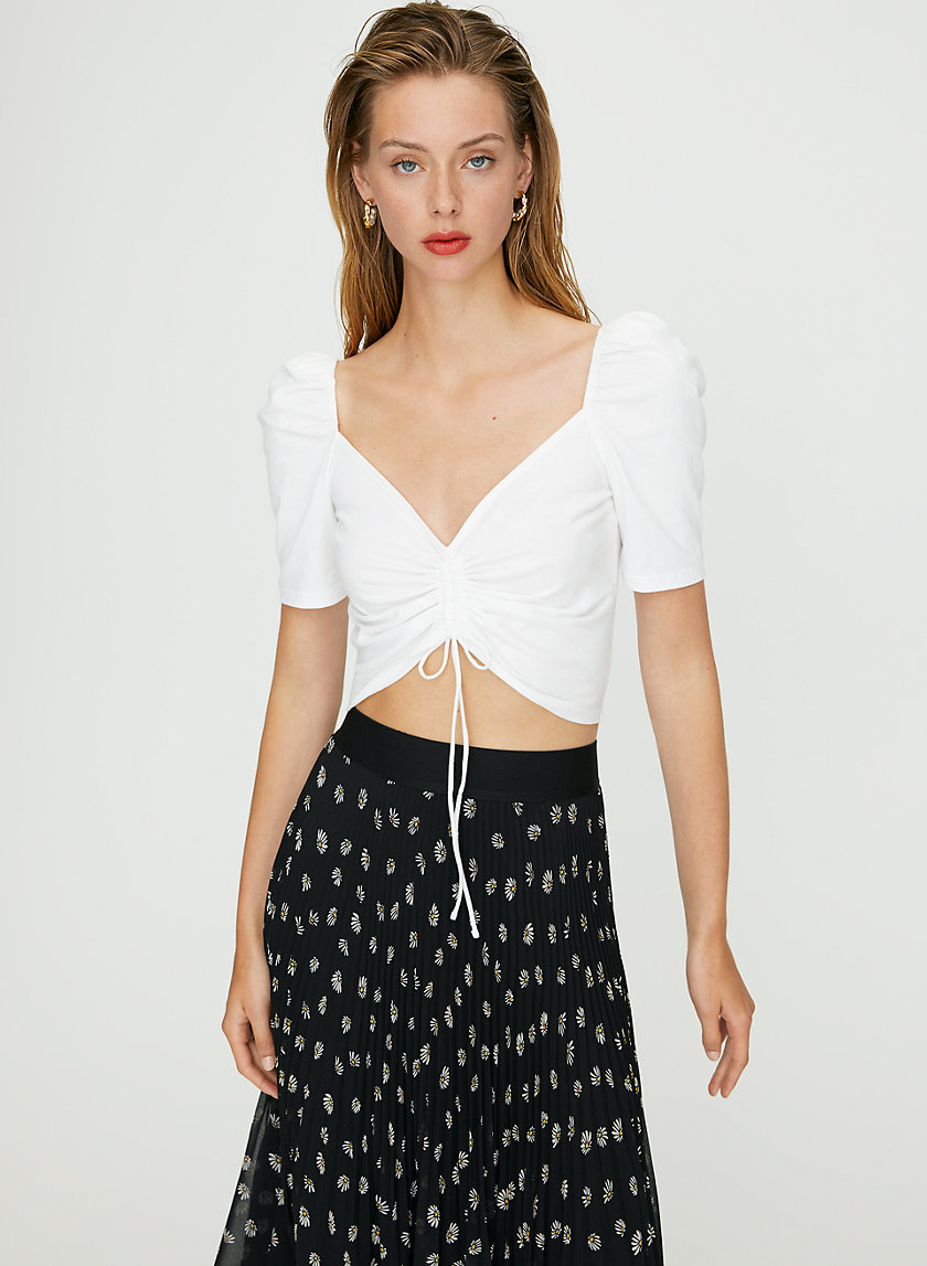 NISSA SHIRT - Ruched tie-front tee NISSA SHIRT - Ruched tie-front tee